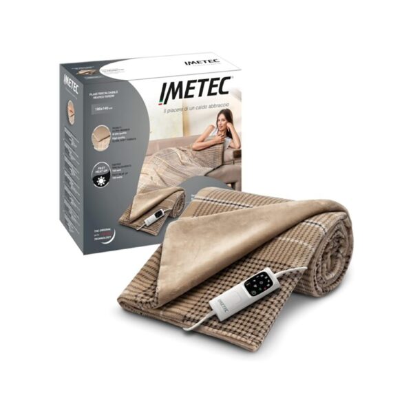Imetec CaldoPlaid  Adapto Elegance, Plaid Riscaldabile, Morbida Coperta Elettrica, 180x140 cm