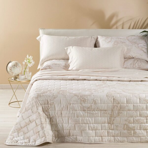 Copriletto Primaverile Matrimoniale Geo White in Raso di cotone 1° Classe Alviero Martini